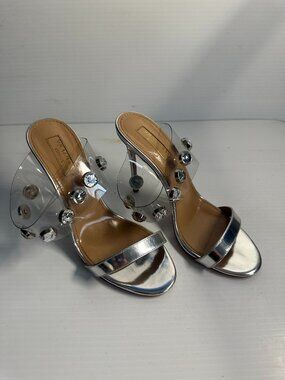 Aquazurra Silver, PVC and Rhinestone heels